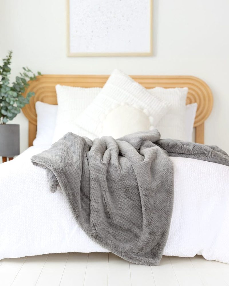 Textured Plush Gray Blanket