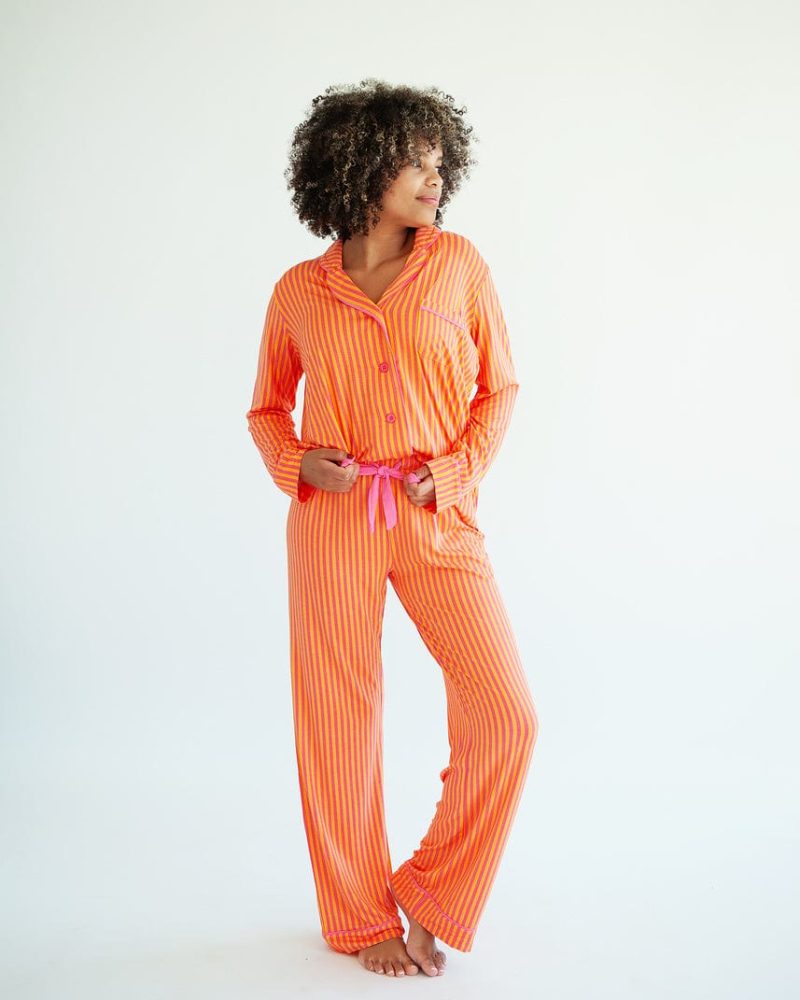 Middle of the Night Pajamas - Orange and Pink Stripe