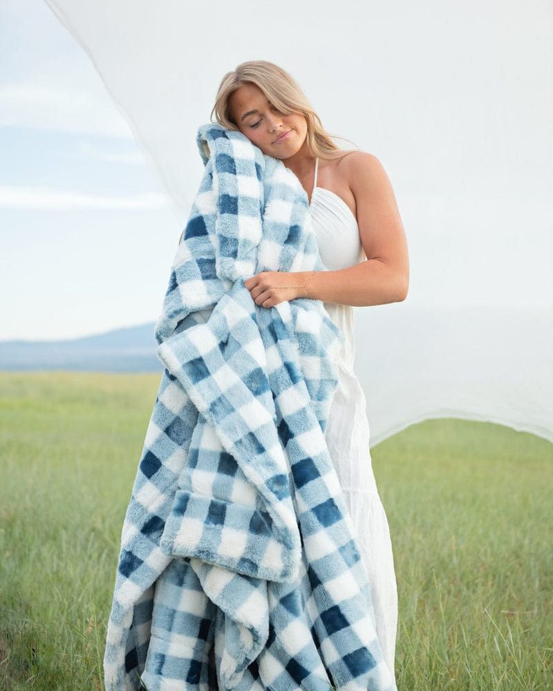 Gingham Check Denim Blanket