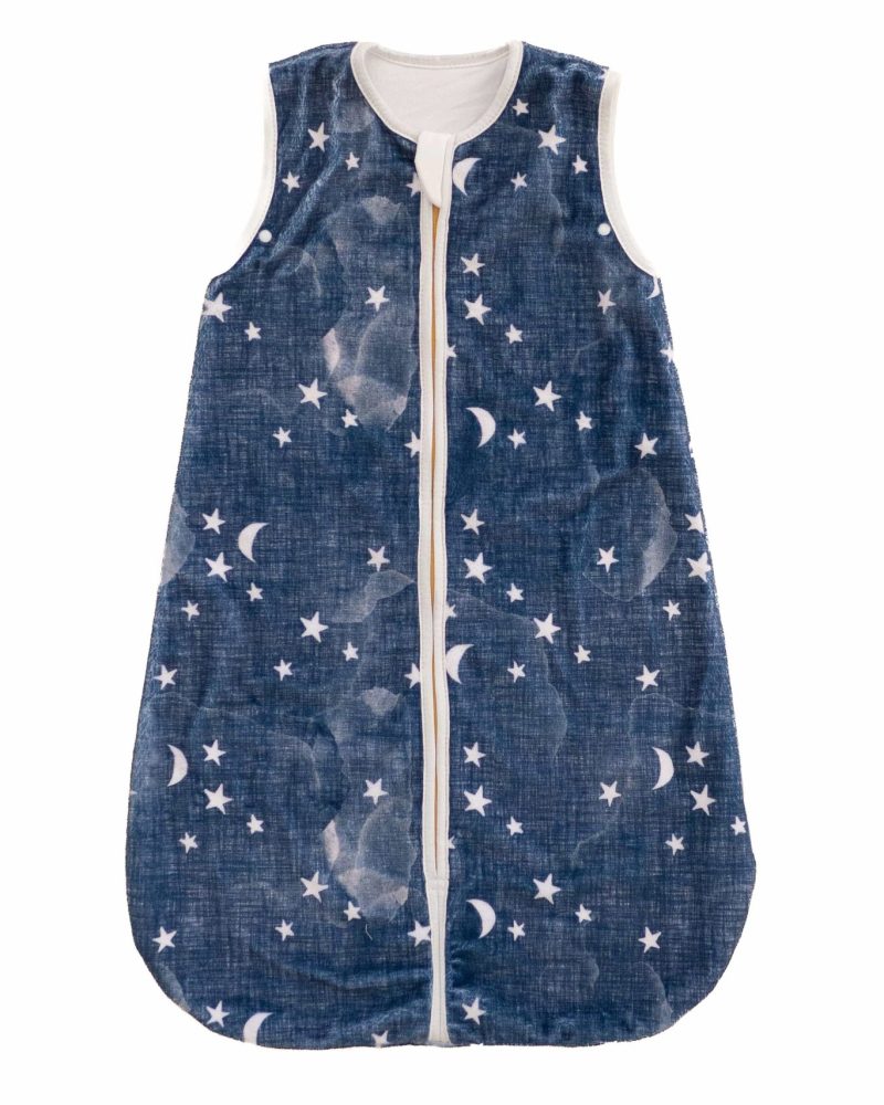 Navy Stars and Moons Wearable Minky Blanket