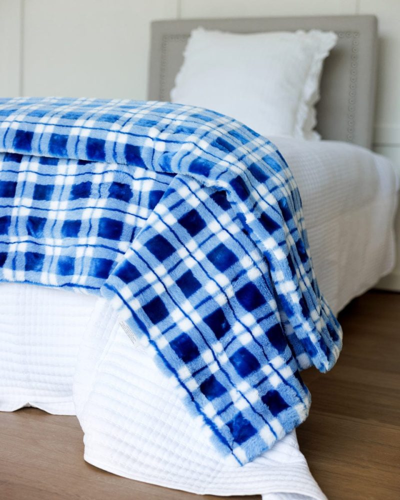 Birthday Plaid Cobalt Blanket
