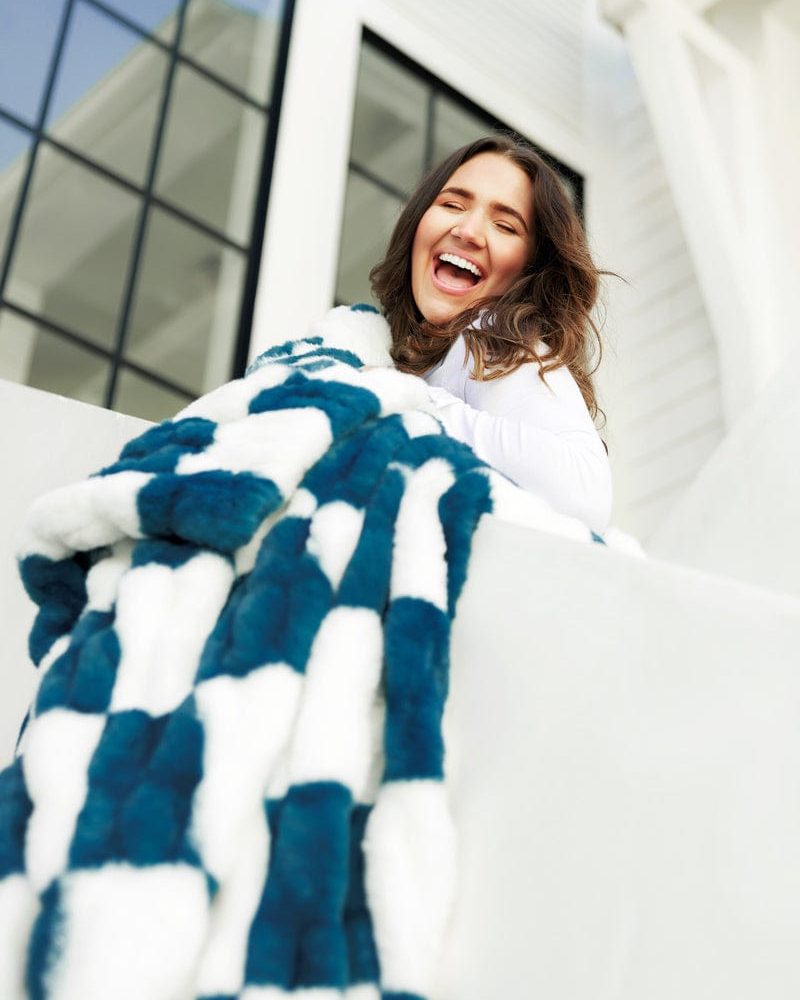 Hugs Check Brewer Blue Blanket